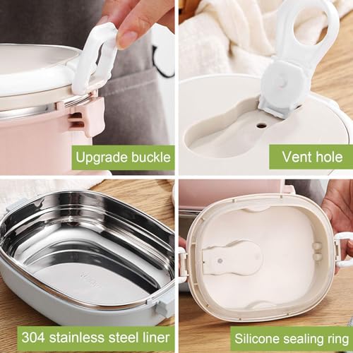 Niiyen Lunch Box 900ml 1 Layer Hot Food Lunch Containers Portable Lunchbox Stackable 304 Stainless Steel Adult Bento Lunch Box Cold Food Storage Bowl for School Office Outdoor Travel - Image 4
