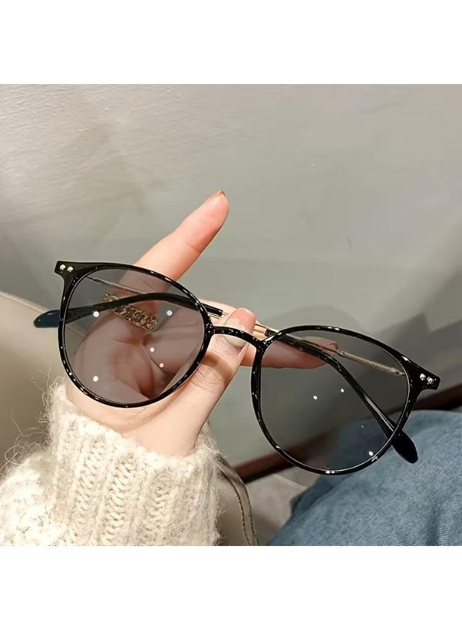 SCENT HOUSE Stylish Round Frame with Brown Tinted Lenses, Perfect for Men & Women, Ideal for All Face Shapes, Decorative Eyewear|Round Frame Glasses|Durable Glasses (Includes eyeglass case),sunglasses - Image 1