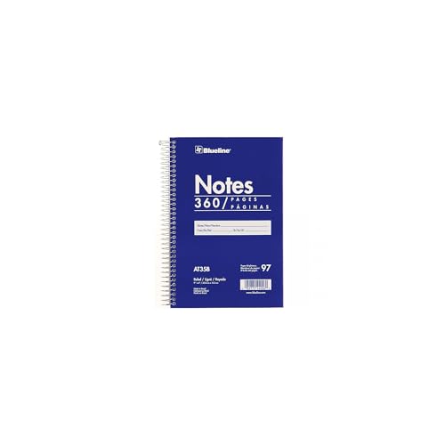 Blueline Steno Pad/Note Pad, Spiral Binding with Flexible Blue Cover, 9 x 6 x 0.813 Inches, 360 Pages (AT35B) - Image 1