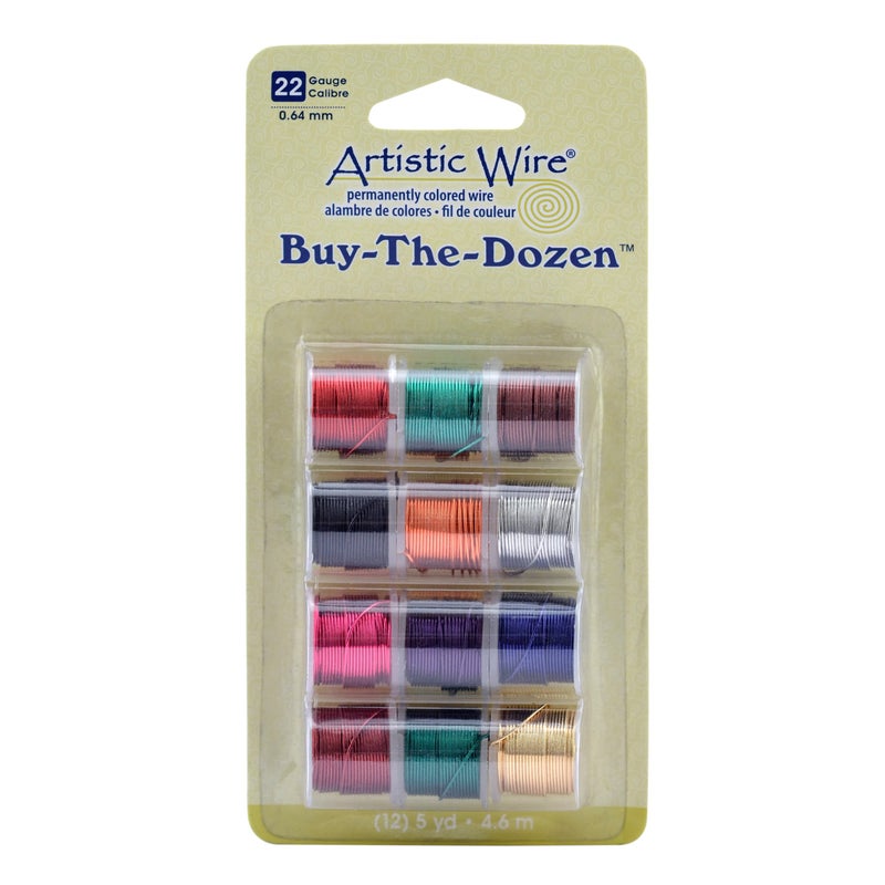 Artistic Wire 22 Gauge Tarnish Resistant Colored Copper Craft Wire BuyTheDozen Assorted Colors 5 yd 12 spools