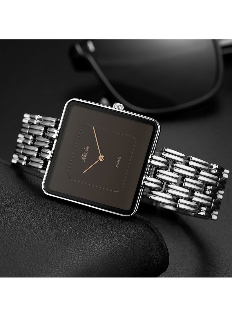 MISS FOX Women's Fashion Minimalist Gold Square Watch Vintage Bracelet Design Quartz Watch - Image 2