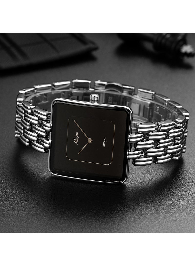 MISS FOX Women's Fashion Minimalist Gold Square Watch Vintage Bracelet Design Quartz Watch - Image 3