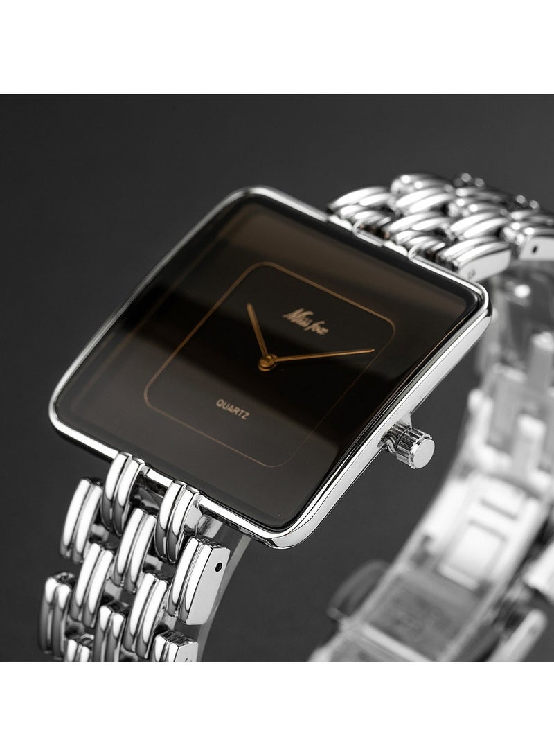 MISS FOX Women's Fashion Minimalist Gold Square Watch Vintage Bracelet Design Quartz Watch - Image 4