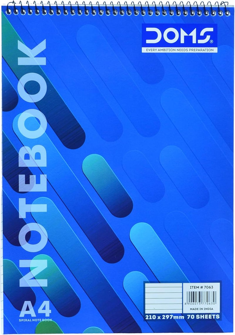 Doms A4 Top Spiral Single Line Notebook with 70 Sheets - Image 2