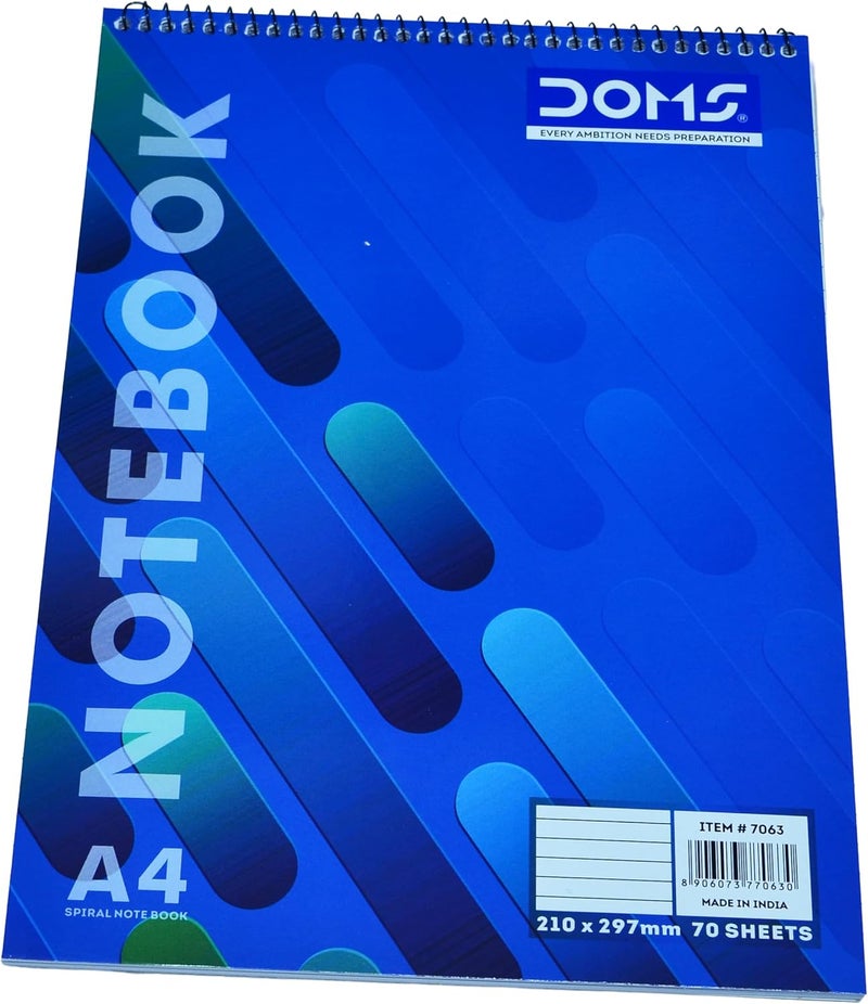 Doms A4 Top Spiral Single Line Notebook with 70 Sheets - Image 1