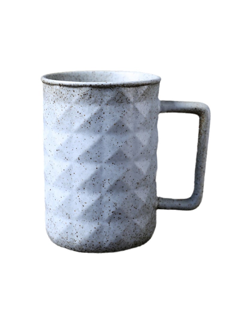 Special-Shaped Mugs, Retro Ceramic Cups, Irregular Cups, Stoneware Water Cups, High-Value Coffee Cups（Diamond Cup 330ml-Kiln White） - Image 1