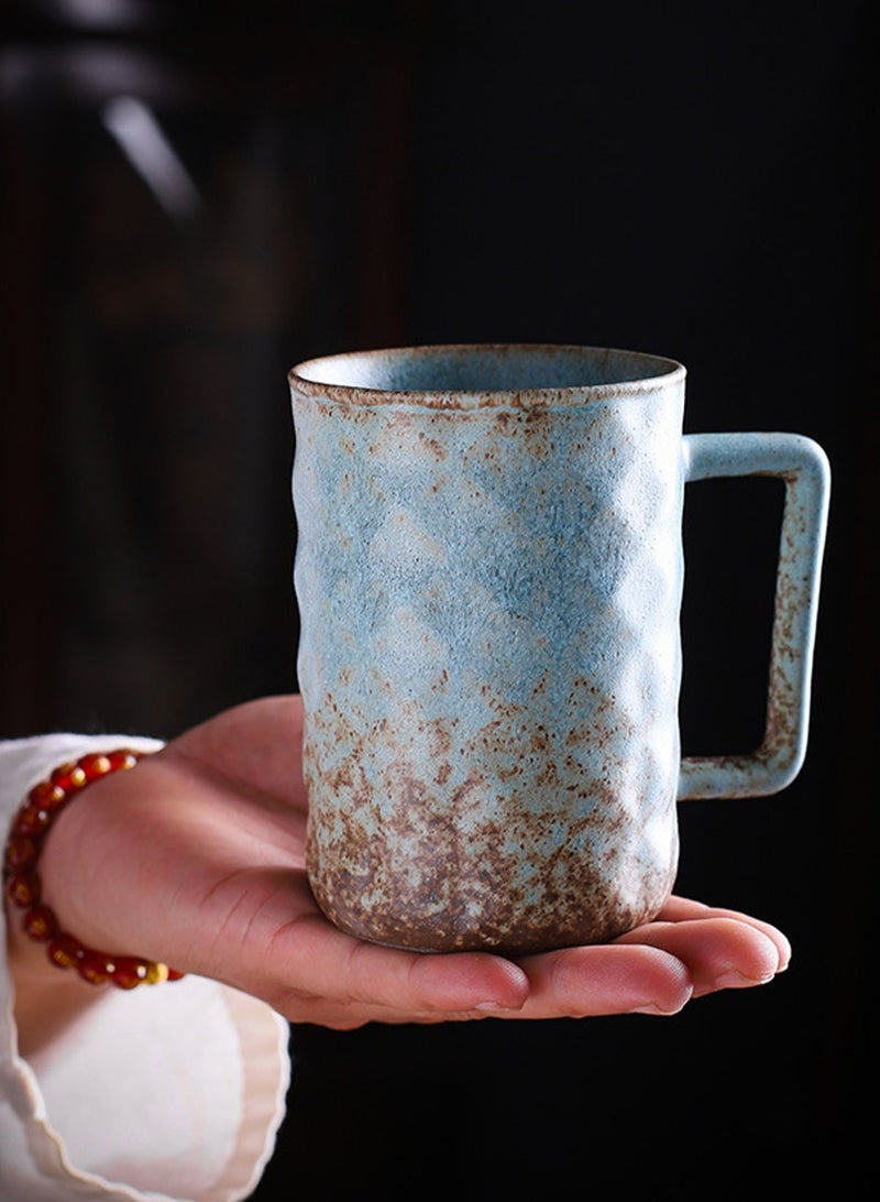 Special-Shaped Mugs, Retro Ceramic Cups, Irregular Cups, Stoneware Water Cups, High-Value Coffee Cups（Diamond Cup 330ml-Kiln White） - Image 5