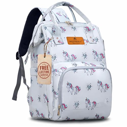 Motherly Elegant Diaper Bag for Mothers for Travel, Maternity Bag for Newborn Baby, Mothers Travelling Bag, Multipocket Baby Bag, Hospital Bag for Moms (Unicorn Diamond Gray) - Image 1