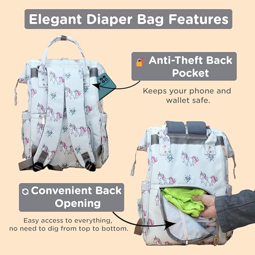 Motherly Elegant Diaper Bag for Mothers for Travel, Maternity Bag for Newborn Baby, Mothers Travelling Bag, Multipocket Baby Bag, Hospital Bag for Moms (Unicorn Diamond Gray) - Image 4