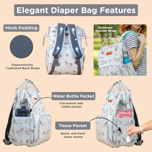 Motherly Elegant Diaper Bag for Mothers for Travel, Maternity Bag for Newborn Baby, Mothers Travelling Bag, Multipocket Baby Bag, Hospital Bag for Moms (Unicorn Diamond Gray) - Image 5