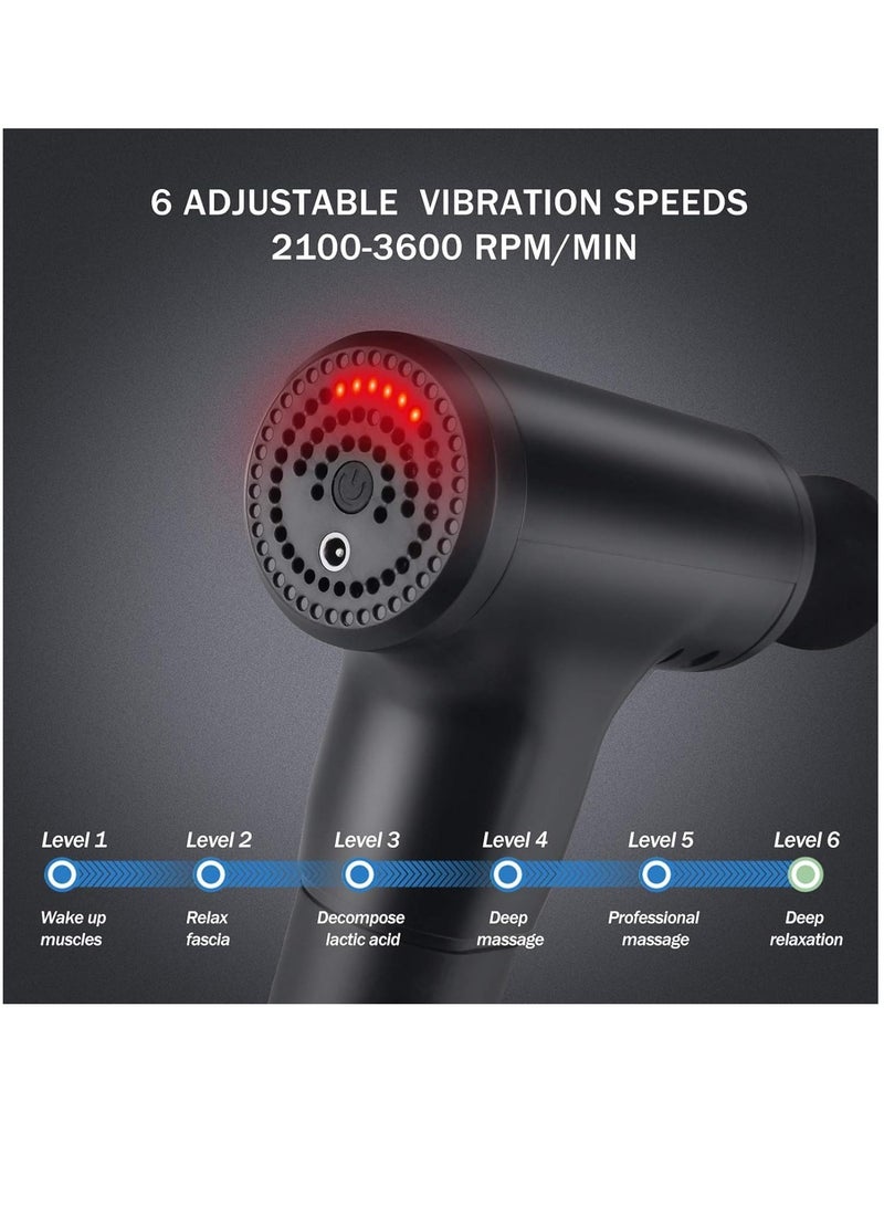 Fascial Gun Muscle Massager – 6-Level Variable Frequency Vibration for Deep Tissue Pain Relief | Portable Quiet Handheld Electric Body Massage Device with 4 Interchangeable Heads | Powerful Muscle Relaxation & Recovery Tool for Home & Gym Use - Image 3