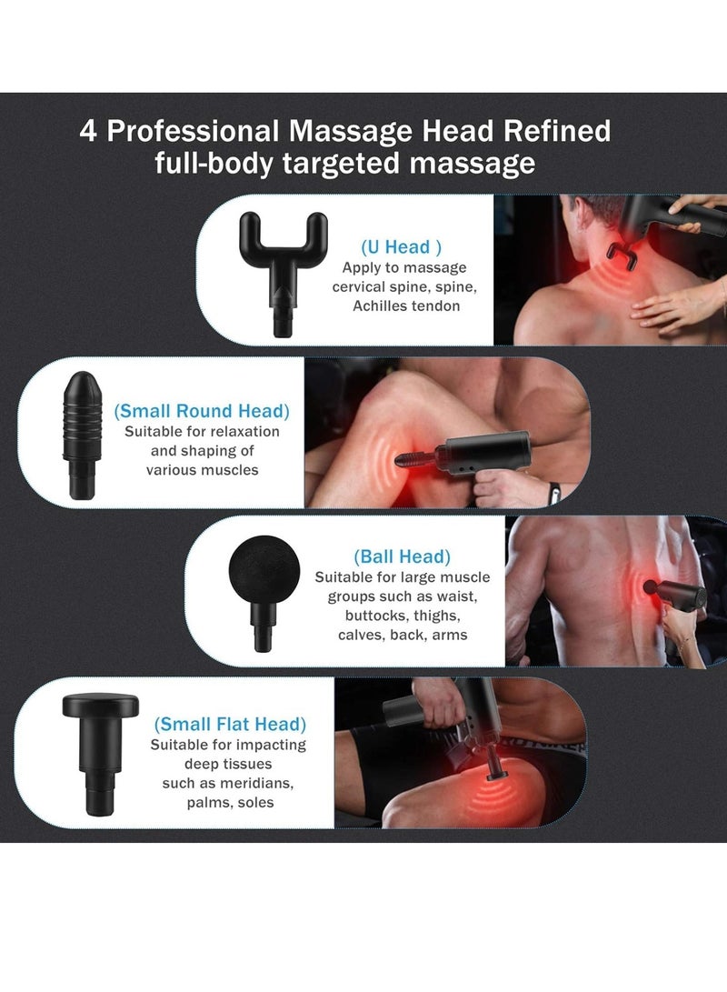 Fascial Gun Muscle Massager – 6-Level Variable Frequency Vibration for Deep Tissue Pain Relief | Portable Quiet Handheld Electric Body Massage Device with 4 Interchangeable Heads | Powerful Muscle Relaxation & Recovery Tool for Home & Gym Use - Image 2