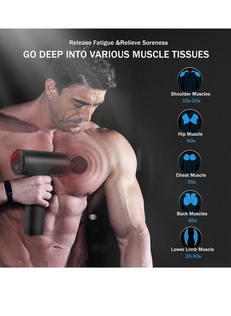 Fascial Gun Muscle Massager – 6-Level Variable Frequency Vibration for Deep Tissue Pain Relief | Portable Quiet Handheld Electric Body Massage Device with 4 Interchangeable Heads | Powerful Muscle Relaxation & Recovery Tool for Home & Gym Use - Image 5