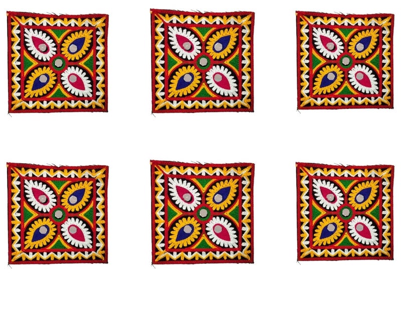 GBEX Navratri Traditional Gamthi Patch Multicolour Patch Bridal Lehenga Chaniya Choli Blouse Saree Jacket Jeans Art and Craft Supply Mirror Work Patch Embroidery DesignsSet of 6 Design 4