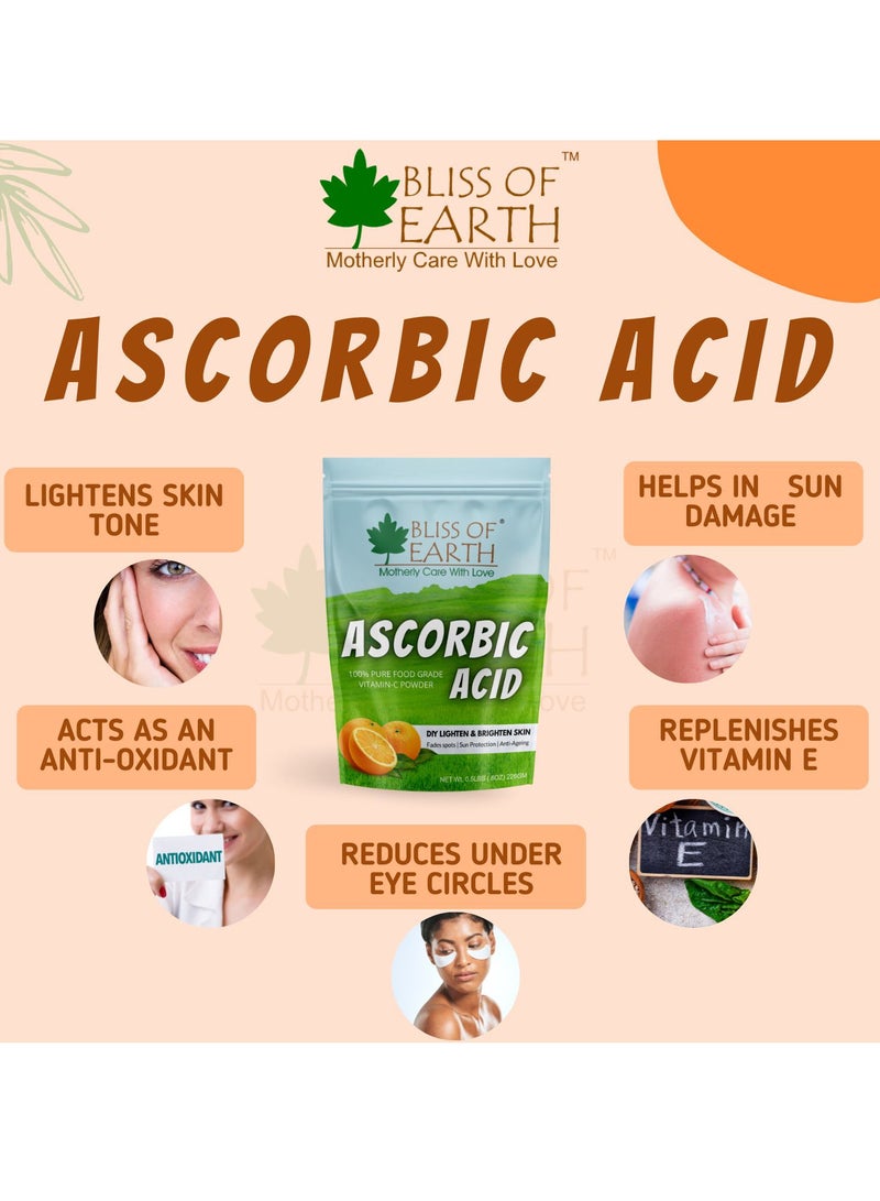 Bliss of Earth 8 oz Ascorbic Acid Powder Pure Food Grade Vitamin-C Rich Powder For Skin,face, Cosmetic & DIY Products 226GM - Image 2