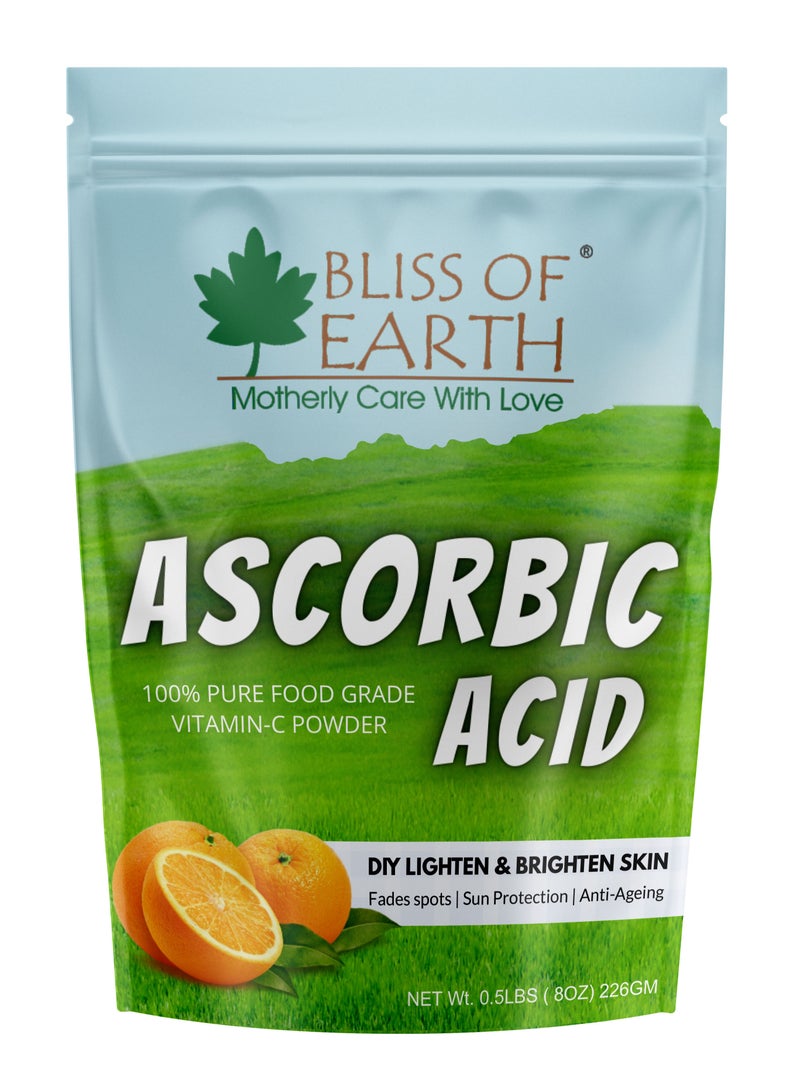 Bliss of Earth 8 oz Ascorbic Acid Powder Pure Food Grade Vitamin-C Rich Powder For Skin,face, Cosmetic & DIY Products 226GM - Image 1
