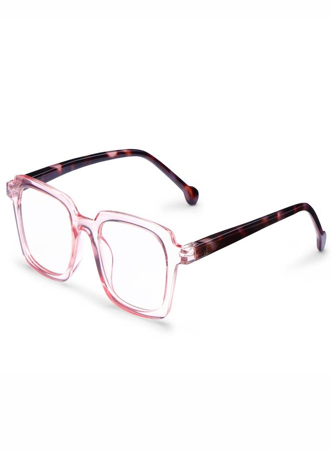 AEC Trends5 Square Reading Glasses | Fashionable Frame with BlueRazr Blue Light Blocking Lenses | Stylish Unisex Readers for Men & Women (Pink-Black, +3.00) - Image 1