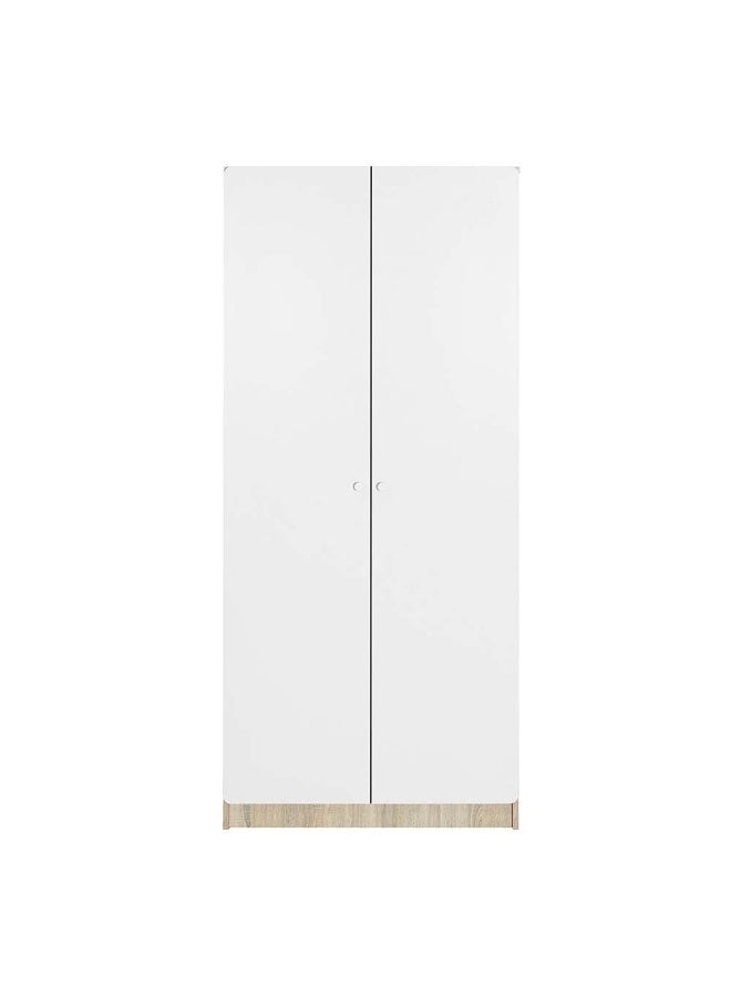 DANUBE HOME خزانة كيندر ذات بابين لتعليق الملابس، رف تخزين قوي إضافي، منظم بتصميم عصري، خزائن موفرة للمساحة لغرفة النوم - أبيض/بلوط سونوما - مع ضمان لمدة سنتين - Image 5