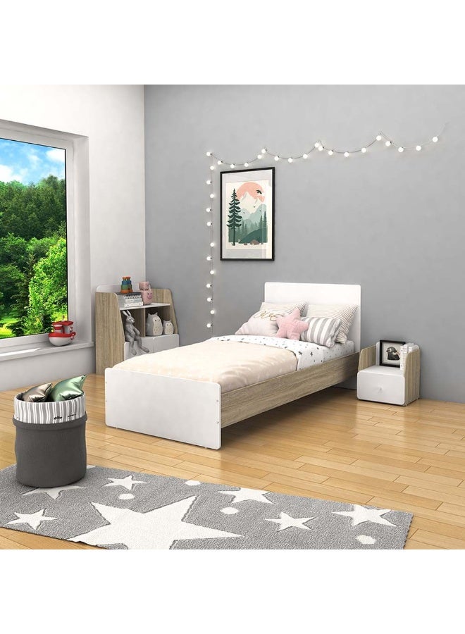 DANUBE HOME خزانة كيندر ذات بابين لتعليق الملابس، رف تخزين قوي إضافي، منظم بتصميم عصري، خزائن موفرة للمساحة لغرفة النوم - أبيض/بلوط سونوما - مع ضمان لمدة سنتين - Image 4