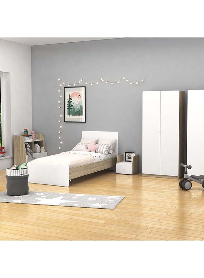 DANUBE HOME خزانة كيندر ذات بابين لتعليق الملابس، رف تخزين قوي إضافي، منظم بتصميم عصري، خزائن موفرة للمساحة لغرفة النوم - أبيض/بلوط سونوما - مع ضمان لمدة سنتين - Image 3