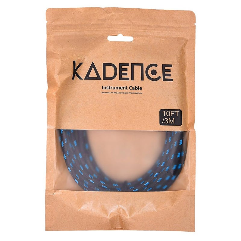 Kadence كابل جيتار 10 قدم (3 متر) كابل آلة كهربائية كورد مضخم الصوت للجيتار الكهربائي، جيتار البيس، الماندولين الكهربائي، مضخم الصوت، مكبر الصوت (زاوية صحيحة إلى مستقيم) جاك TRS 6.3 مم/جاك 90 درجة - أسود، أزرق - Image 5