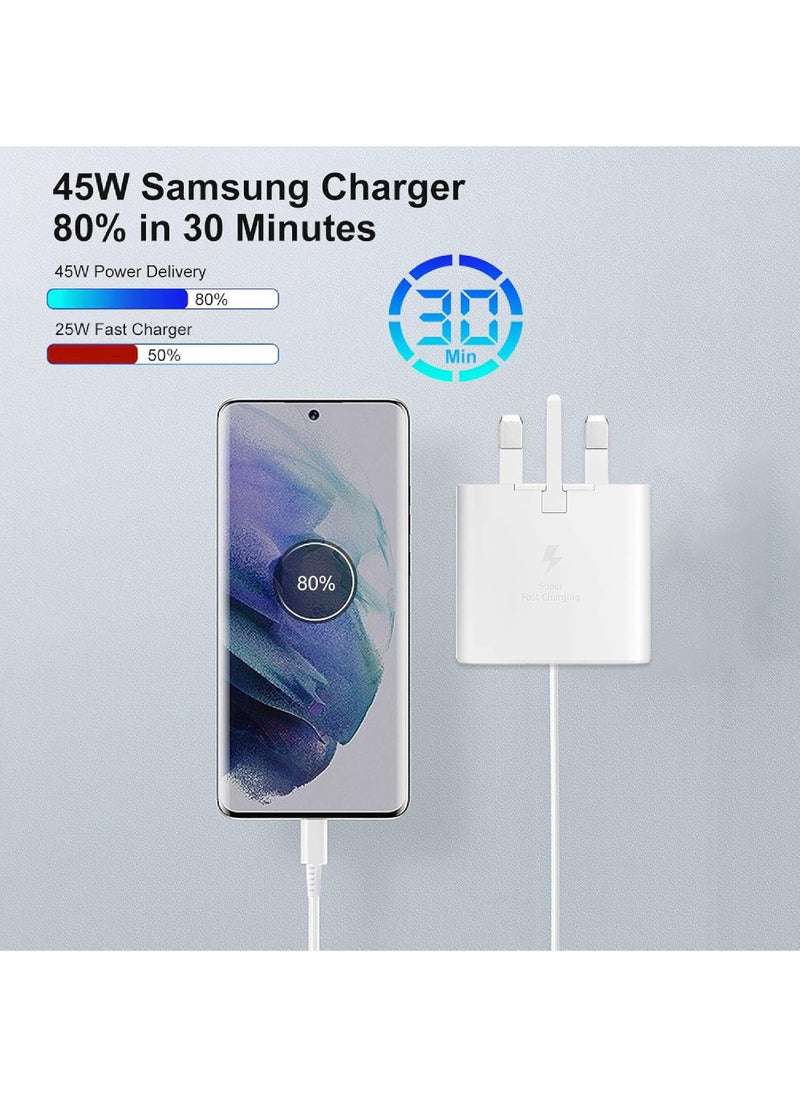 Rock Pow - Power Adapter 45W With Cable Super Fast Charger Type C Super Fast Charger 45W with USB-C Cable, Android Charger for Galaxy S23 Ultra/S23/S23+/S22/S22 Ultra/S22+/Note 10/20/S20/S21/Tab S7/S8/also for Huawei/Xiaomi/iPhone 16/16 Plus/16 Pro/16 Pro Max/iPhone 15/15 Pro Max/15 Plus/15 Pro/iPad Pro/AirPods,etc - Image 1
