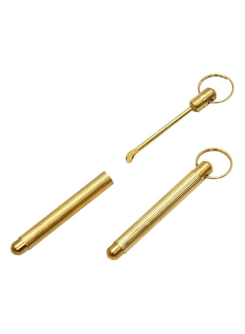 Generic Ear Wax Removal Tool Portable Ear Pick Folding Type Copper Ear-Pick Cleaner Ear Spoon Ear Clean Tool Attached Key Ring Mini Tool Supplies - Image 2