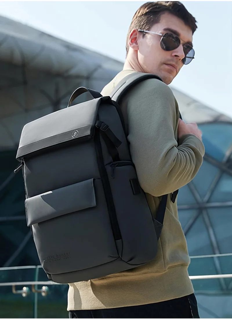 أركتيك هانتر Durable Polyester Backpack with Separate Laptop Compartment TSA Opening for Men and Women B00562 Grey