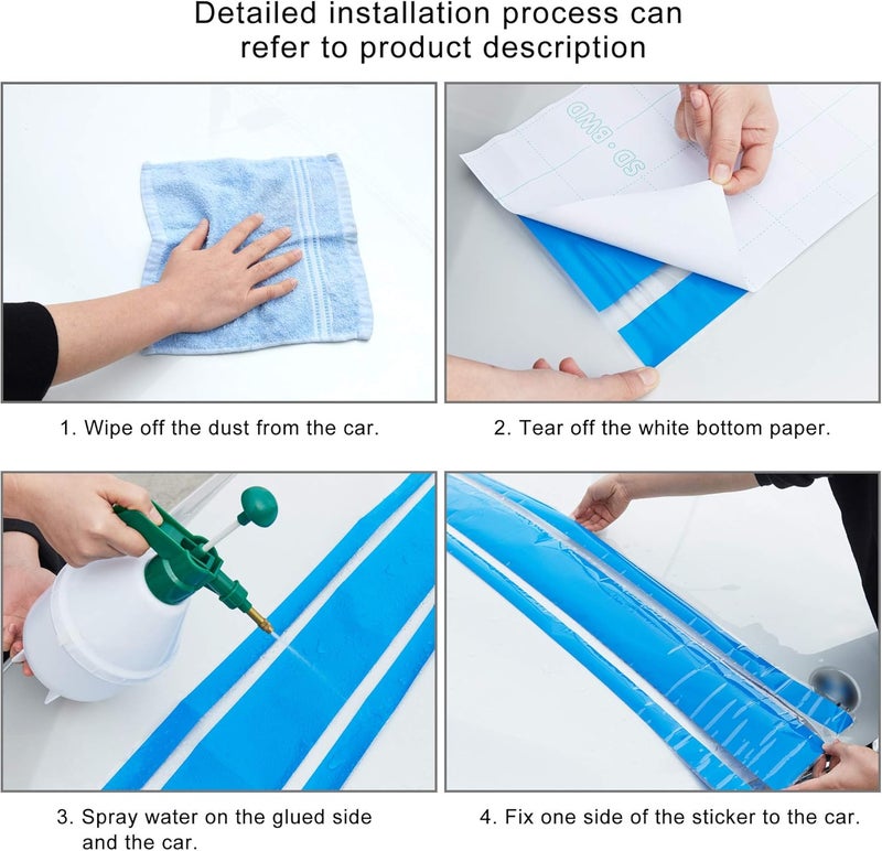 BPA Blue Car Hood Stripe Sticker - Image 5