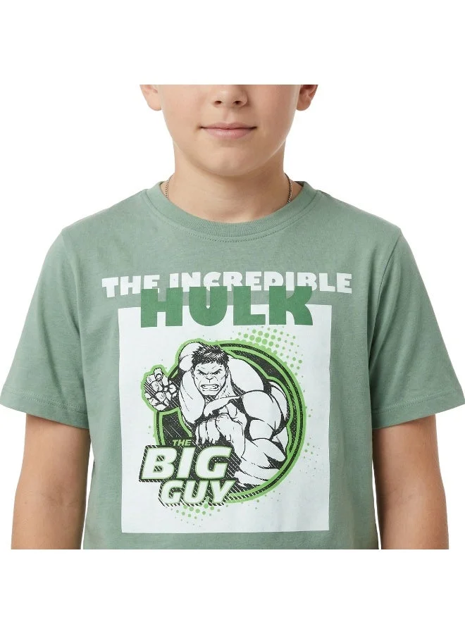MARVEL  Teen Boys Marvel Hulk Graphic Printed Green T-Shirt for Men | Best Price UAE