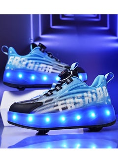 LITTLE ROCKZ حذاء رياضي بإضاءة فلاش LED بعجلة مزدوجة، حذاء رياضي لامع أنيق مع نعل لايتنينج  - Image 4
