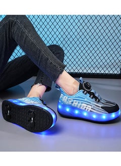 LITTLE ROCKZ حذاء رياضي بإضاءة فلاش LED بعجلة مزدوجة، حذاء رياضي لامع أنيق مع نعل لايتنينج  - Image 5