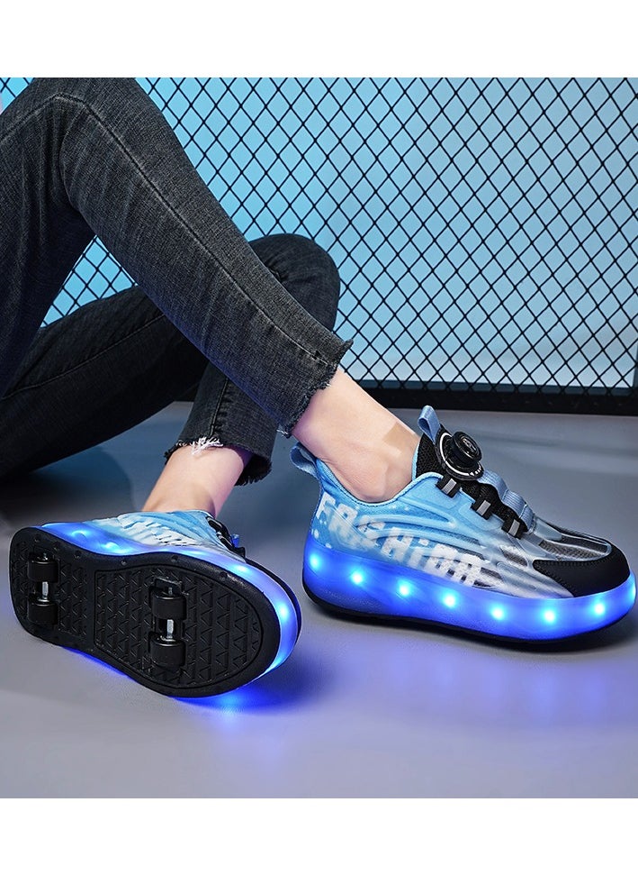LITTLE ROCKZ Double Wheel LED Flash Light Fashion Shiny Sneaker Skate Heelys Shoes With Lightning Sole  - Image 5