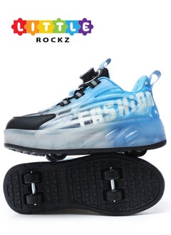 LITTLE ROCKZ حذاء رياضي بإضاءة فلاش LED بعجلة مزدوجة، حذاء رياضي لامع أنيق مع نعل لايتنينج  - Image 1