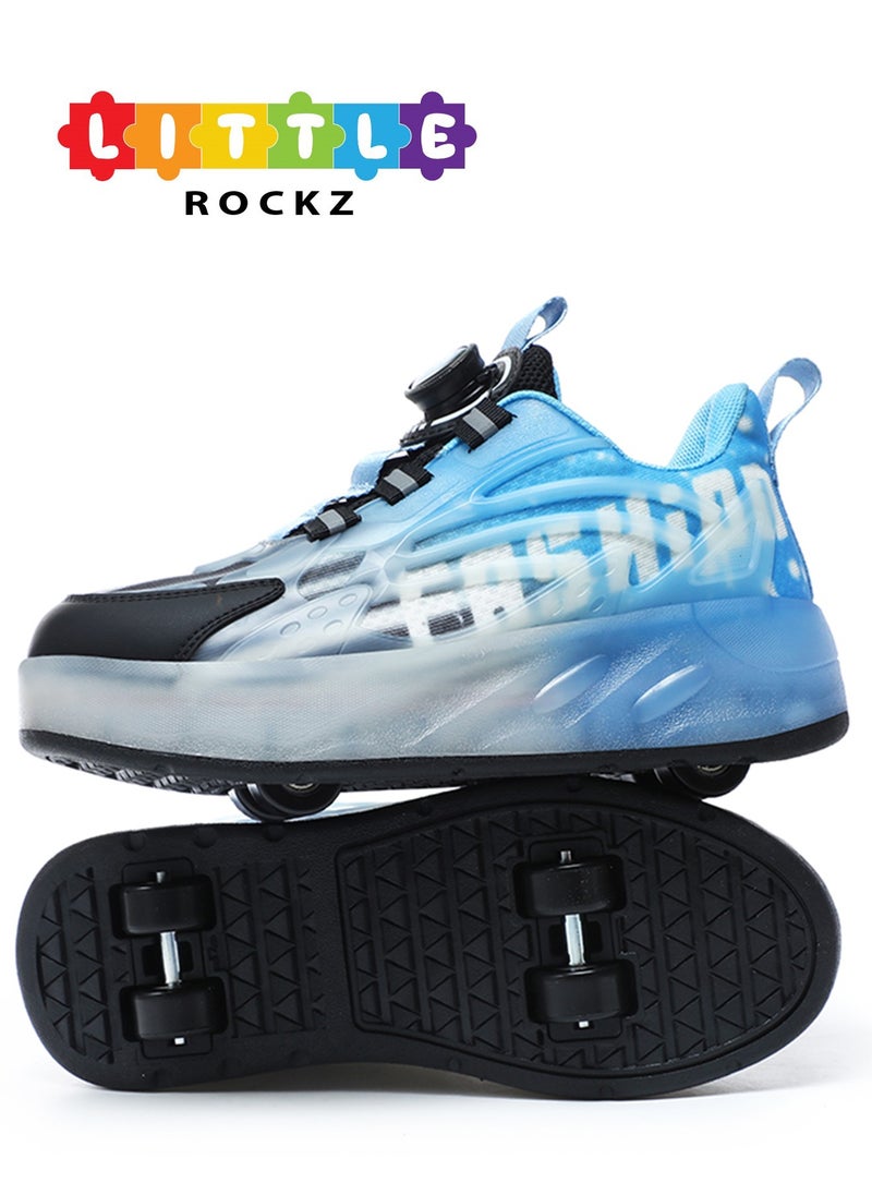 LITTLE ROCKZ Double Wheel LED Flash Light Fashion Shiny Sneaker Skate Heelys Shoes With Lightning Sole  - Image 1