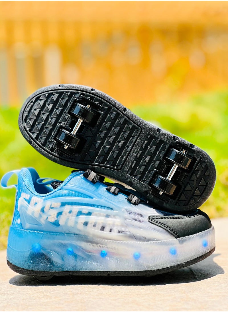 LITTLE ROCKZ Double Wheel LED Flash Light Fashion Shiny Sneaker Skate Heelys Shoes With Lightning Sole  - Image 3