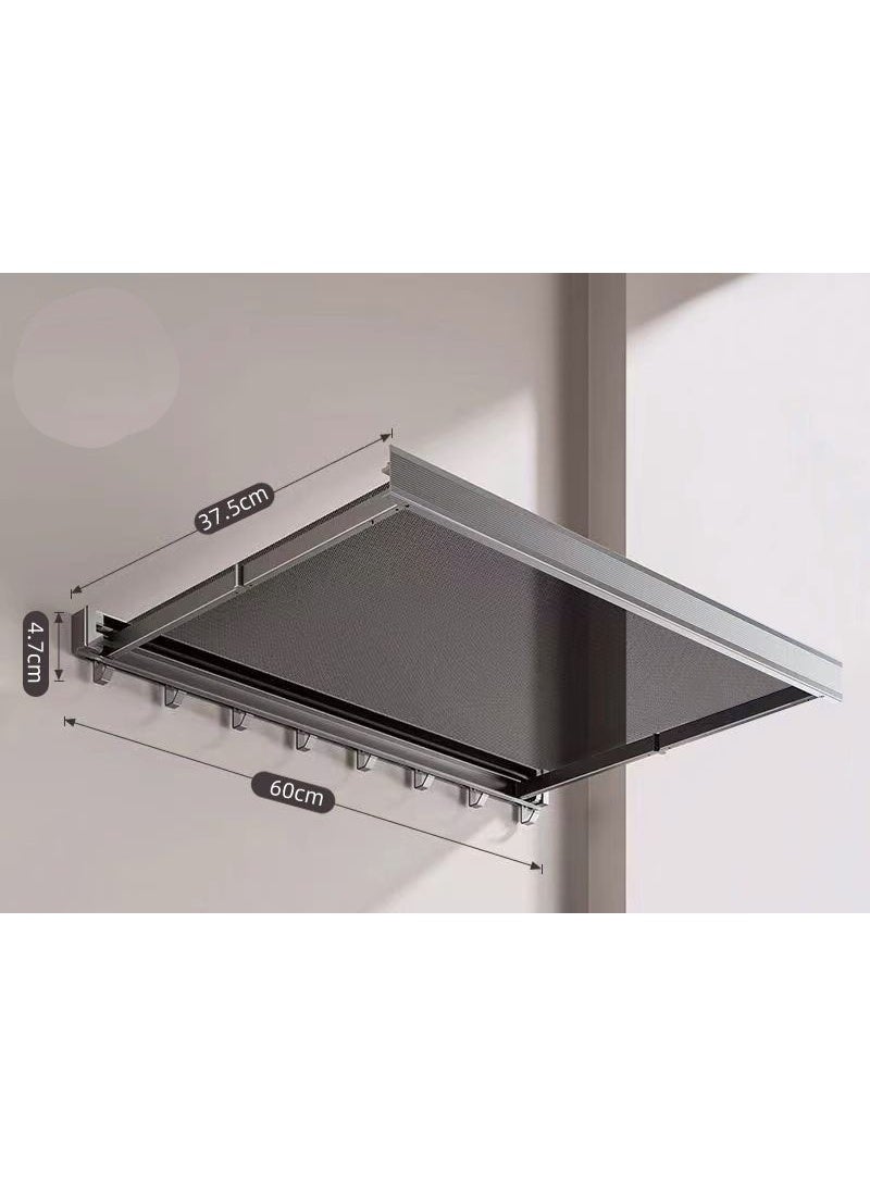 رف مناشف جداري قابل للطي مع رف وخطافات – منظم حمام موفر للمساحة - Image 2