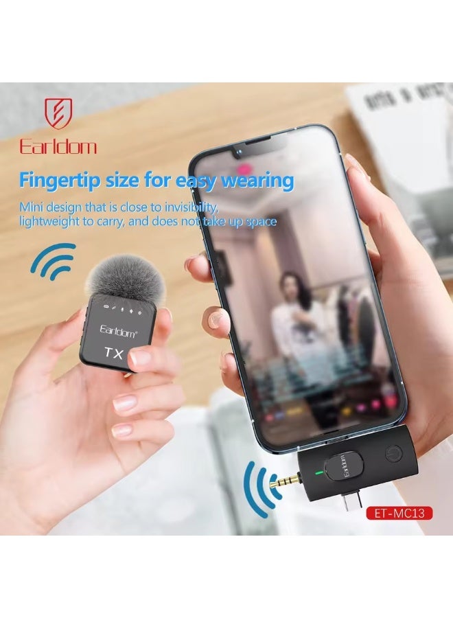 Earldom ET-MC13 3-in-1 Dual Wireless Lavalier Microphone for iPhone iPad & USB-C Devices - Image 3