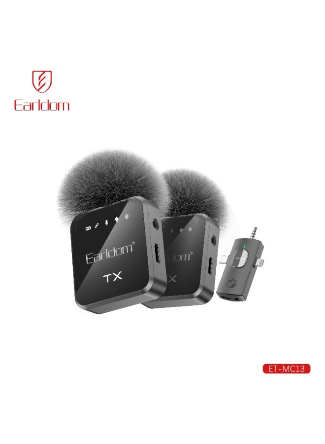 Earldom ET-MC13 3-in-1 Dual Wireless Lavalier Microphone for iPhone iPad & USB-C Devices - Image 1
