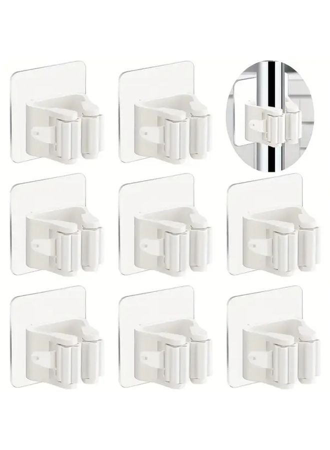 White 10pcs Adhesive Wall Hooks No Drilling Multi Functional Storage For Bathroom Garage Car - Image 1