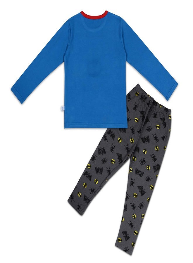 Pokory Kids Long Sleeve Pajama Set Soft Cotton Blend Sleepwear with Design Top and Printed Stretch Leggings for Boys Size 60 Blue - Image 2