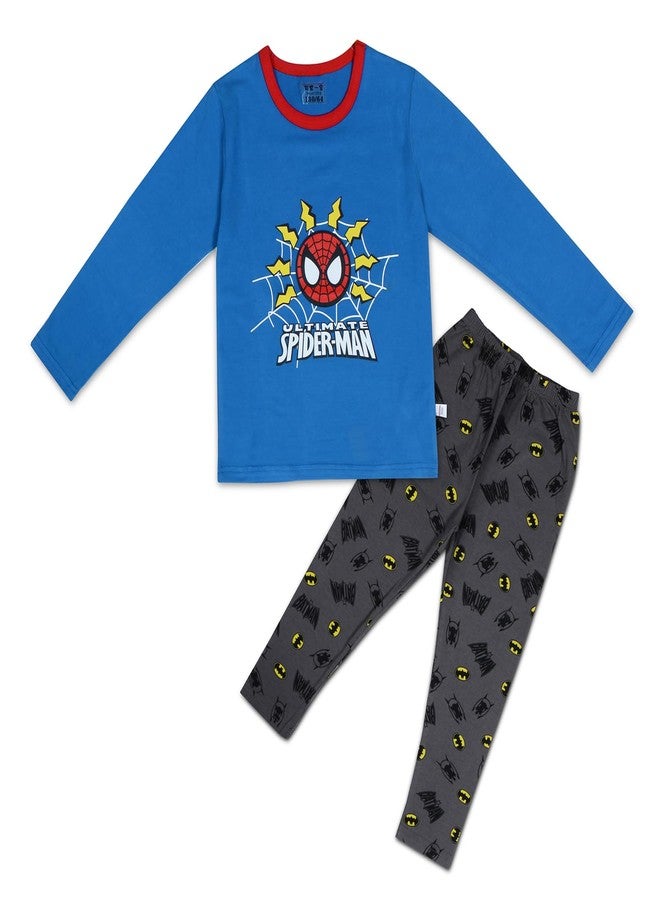 Pokory Kids Long Sleeve Pajama Set Soft Cotton Blend Sleepwear with Design Top and Printed Stretch Leggings for Boys Size 60 Blue - Image 1