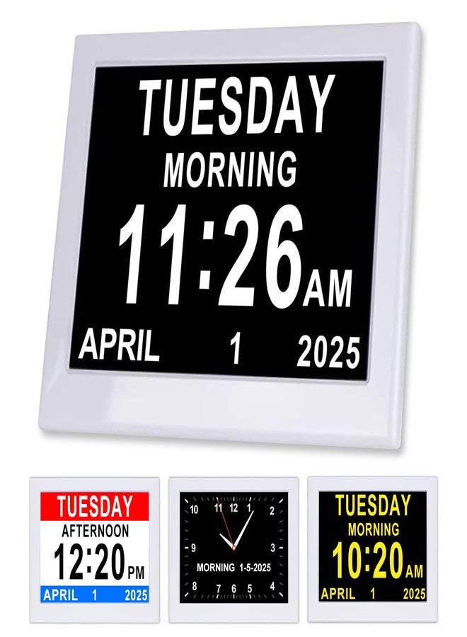KASTISS [Newest Version] Digital Day Calendar Clock, Clock for Elderly, Programmable Medication Reminder, Hourly Chime, Suitable for Visually Impaired, Desktop, Wall Hanging (White) - Image 1