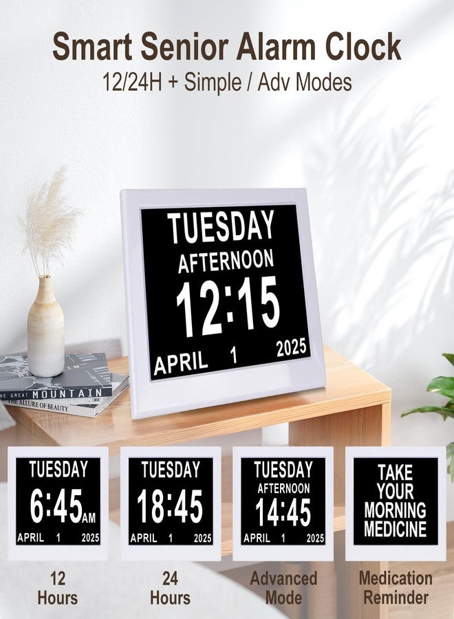 KASTISS [Newest Version] Digital Day Calendar Clock, Clock for Elderly, Programmable Medication Reminder, Hourly Chime, Suitable for Visually Impaired, Desktop, Wall Hanging (White) - Image 2