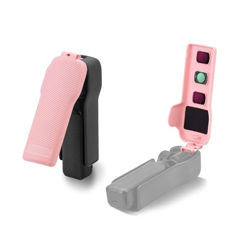 BRDRC Pocket 3 Cover Case Accessories, Gimbal Flip Protective Cover Lens Protector Cap Holds 3 Filters for DJI Osmo Pocket 3 Creator Combo (Pink) - Image 1