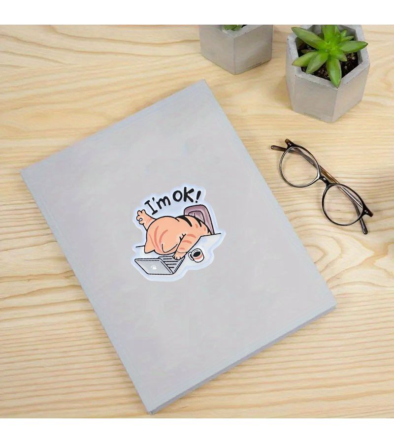 10 Sheets Humorous Adult Phone Book Stickers Laptop Decorative Glossy Cat - Image 2