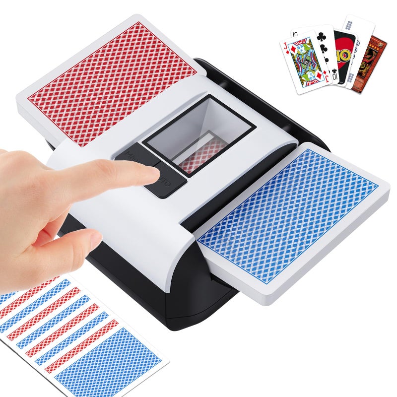 KPAW Automatic Card Shuffler OnePress AUTO Manual Mode Electric Shuffling Machine for 12 Decks Low Noise Rechargeable Portable Shuffler Machine for Poker UNO Blackjack SkipBo Phase 10 - Image 2