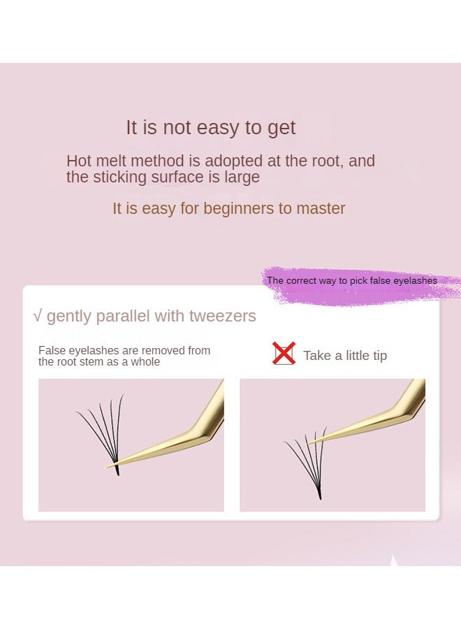 NAGARAKU Long and Soft Stem Premade Volume Fans Fake False Eyelashes Grafting Natural Easy to Use Easy Fan Volume D Curl Lightweight Extension for Home DIY Salon for Pros and Beginners 6D (9-14mm Mix) - Image 3