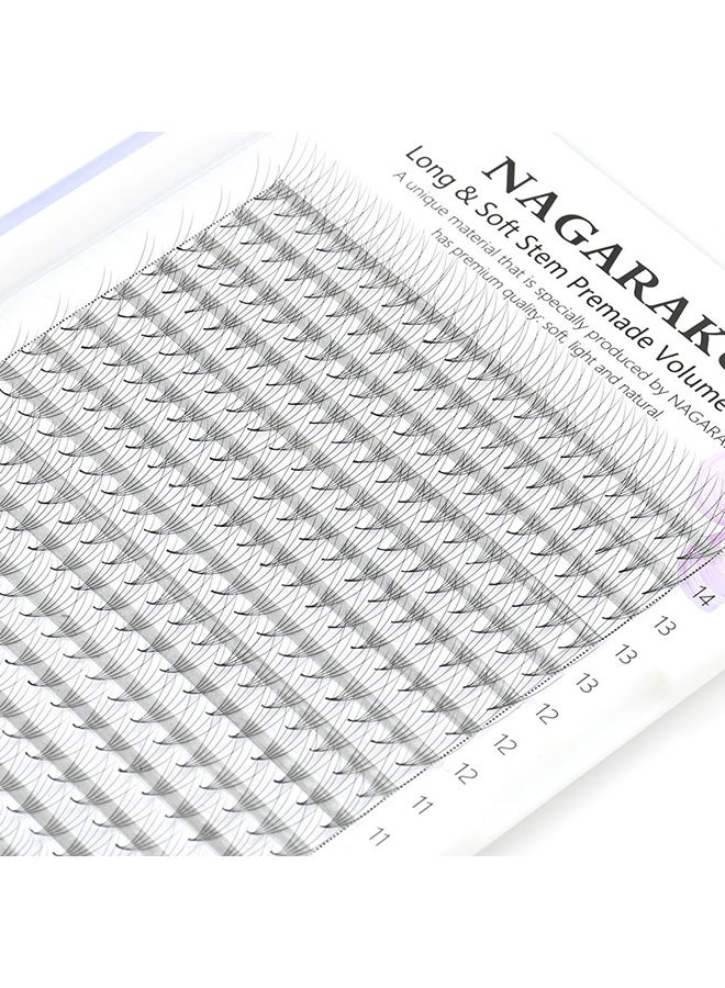 NAGARAKU Long and Soft Stem Premade Volume Fans Fake False Eyelashes Grafting Natural Easy to Use Easy Fan Volume D Curl Lightweight Extension for Home DIY Salon for Pros and Beginners 6D (9-14mm Mix) - Image 5