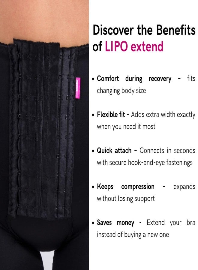 Lipoelastic  LIPO extend “T” - Size Extender for Compression Garments | Adds 3 Extra Rows of Hook-and-Eye Closures | Post-Surgery Fit Adjuster (Black, XL-3XL) - Image 5